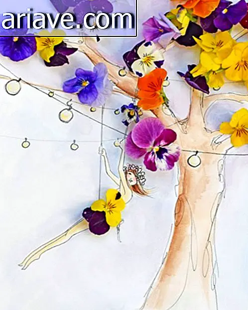 Umelec používa na vytvorenie úžasných ilustrácií kvety a zeleninu