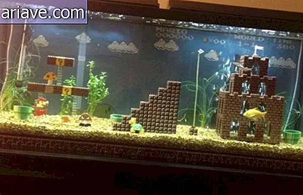 Super Mario v različici LEGO vdre v akvarij [video]