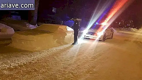 Polizist neben Schneemobil
