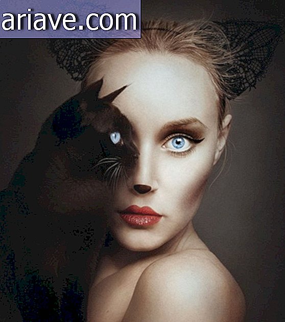 Artis menciptakan foto yang menakjubkan dengan mencampur wajahnya dengan binatang