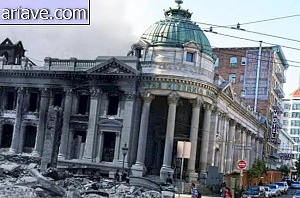 Les photos mêlent passé et présent d'une ville dévastée depuis plus d'un siècle
