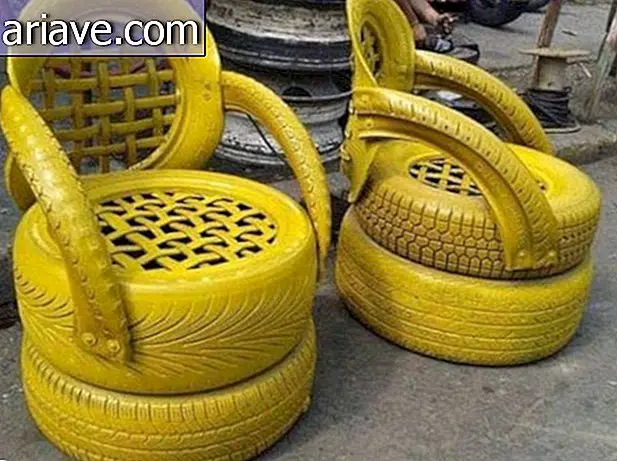 Sedili realizzati con pneumatici vecchi