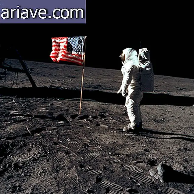Amerikanische Flagge auf dem Mond