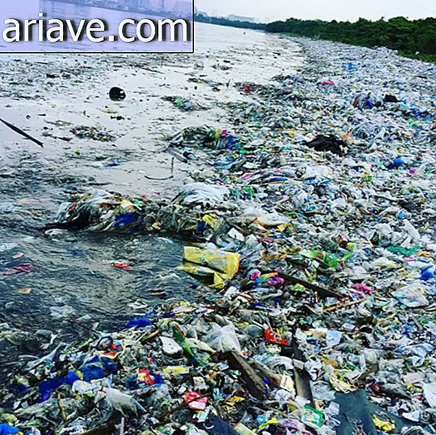 Plastic vervuilend strand