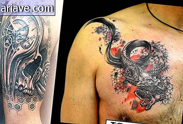 Artistul obține proteză cu ajutorul mașinii de tatuat încorporate